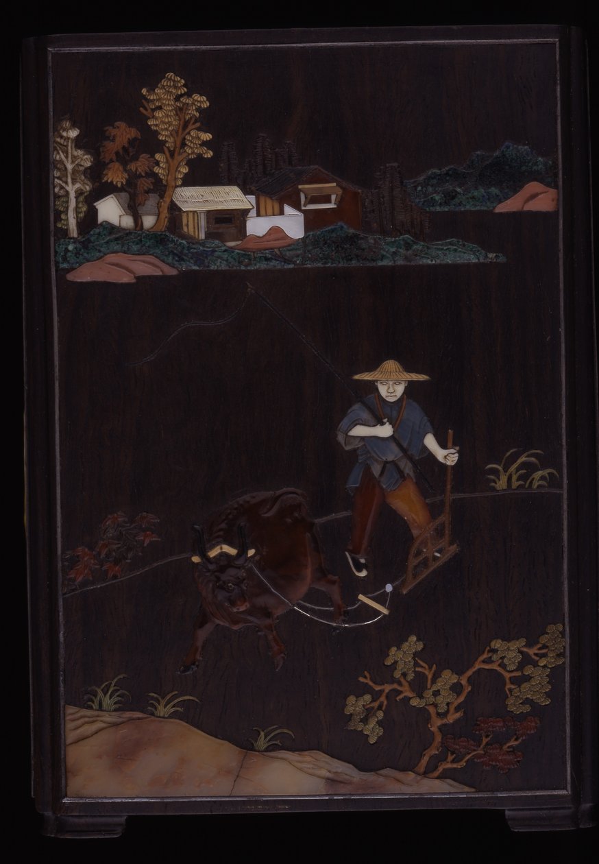 Country Pursuits Sahneli Çalı Çömleği (zitan ağacından çeşitli kakmalar) by School Chinese