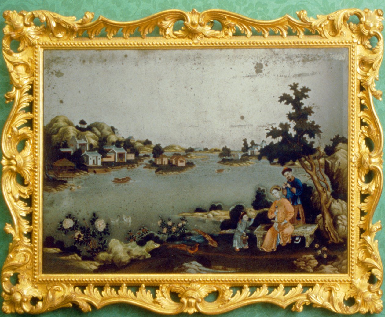 Manzara, müzik ve ayetin Çin ayna resmi (aynadaki pigment) by School Chinese