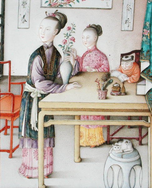 İmparatorluk Kanton panelinden detay, Qianlong dönemi by School Chinese