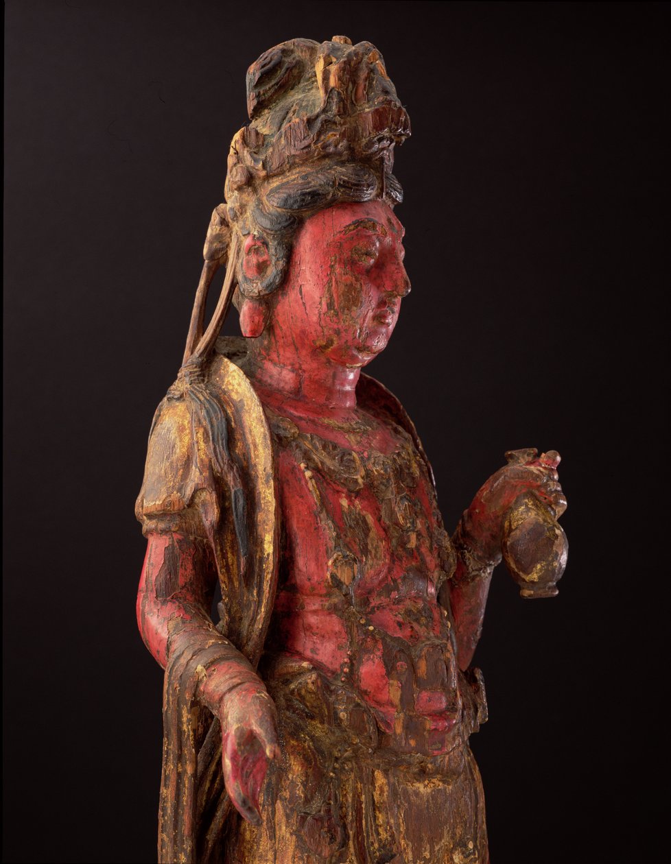 Guanyin, Song hanedanından detay (çok renkli ahşap) (bkz. 208010) by School Chinese