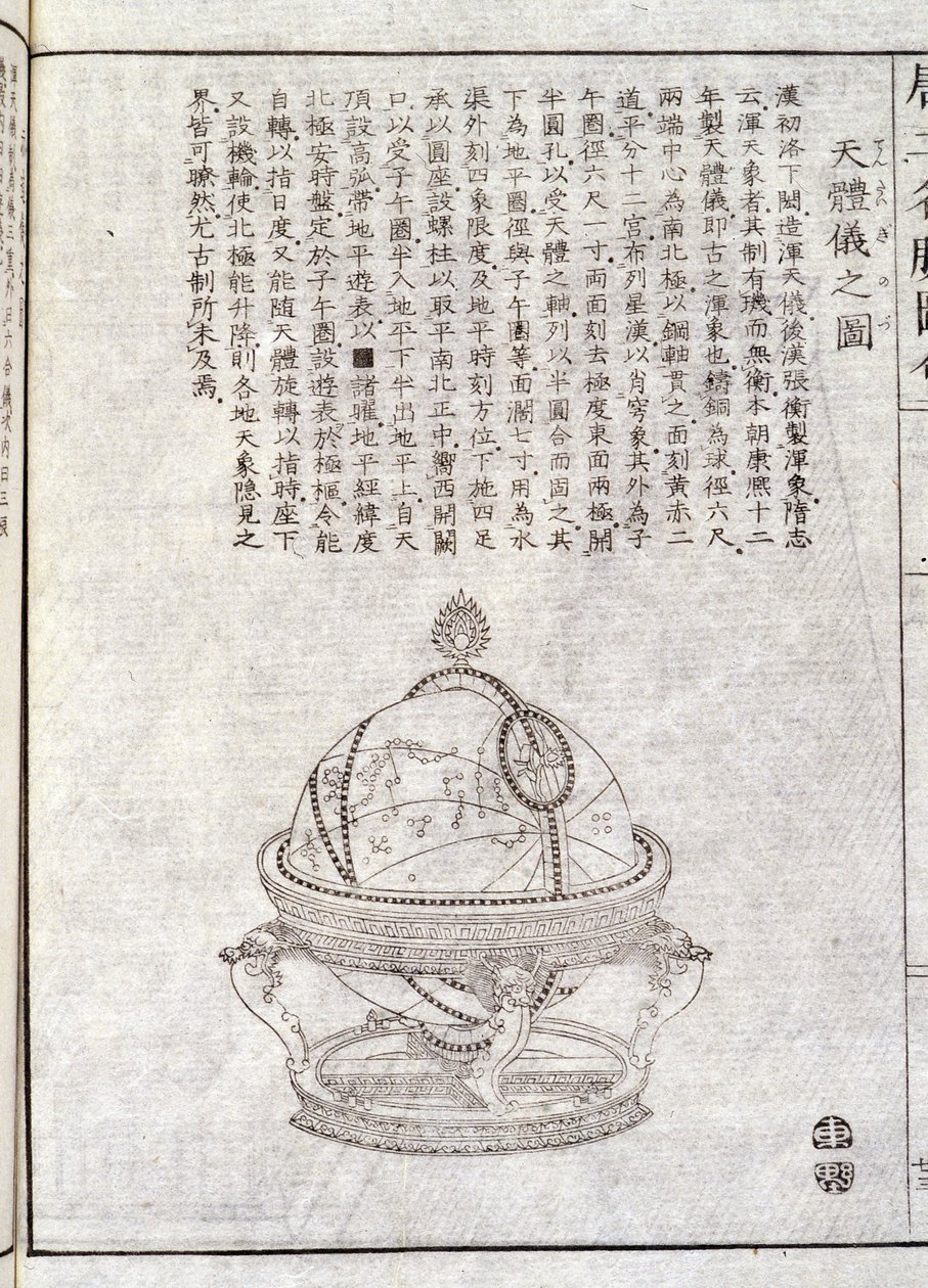 Dünya küresi - Çince belge. Anonim gravür. Kol. Selva. by School Chinese