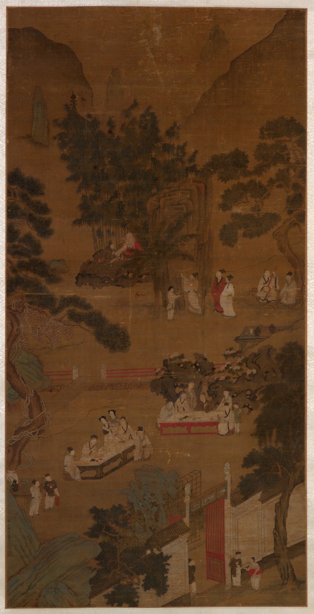 Western Garden'da Zarif Buluşma, yaklaşık 1600 (ipek üzerine mürekkep ve renkli) by School Chinese