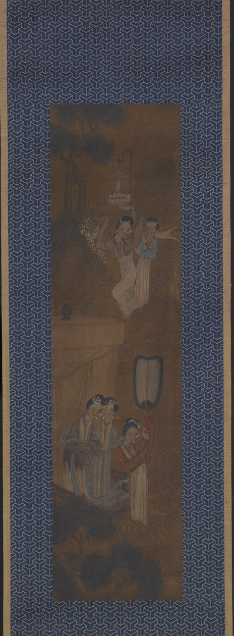 Alayda beş kadın (ipek üzerine mürekkep ve renkli) by School Chinese
