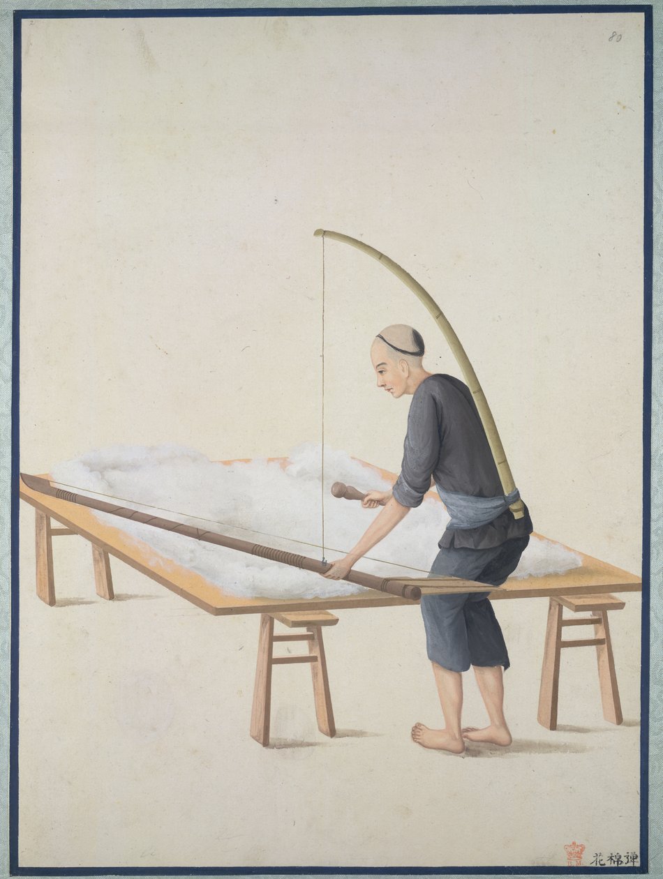 Kabartmalı pamuk, yorganlar için, c.1800 (kağıt üzerine sulu boya) by School Chinese