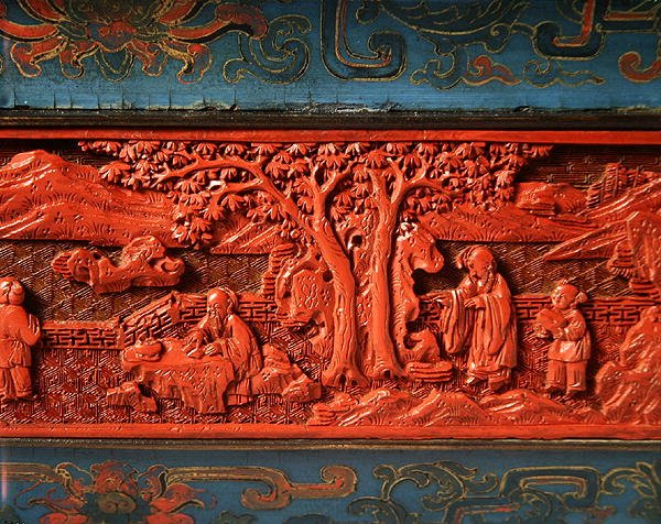 Jardiniere, Qianlong dönemi (1736-95) (laklı ahşap) (272175 detayı) by School Chinese