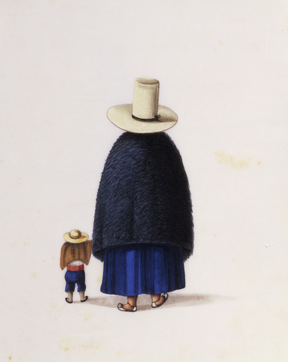 Anne ve Çocuk, 1860 dolayları (pirinç kağıdı üzerine suluboya) by School Chinese