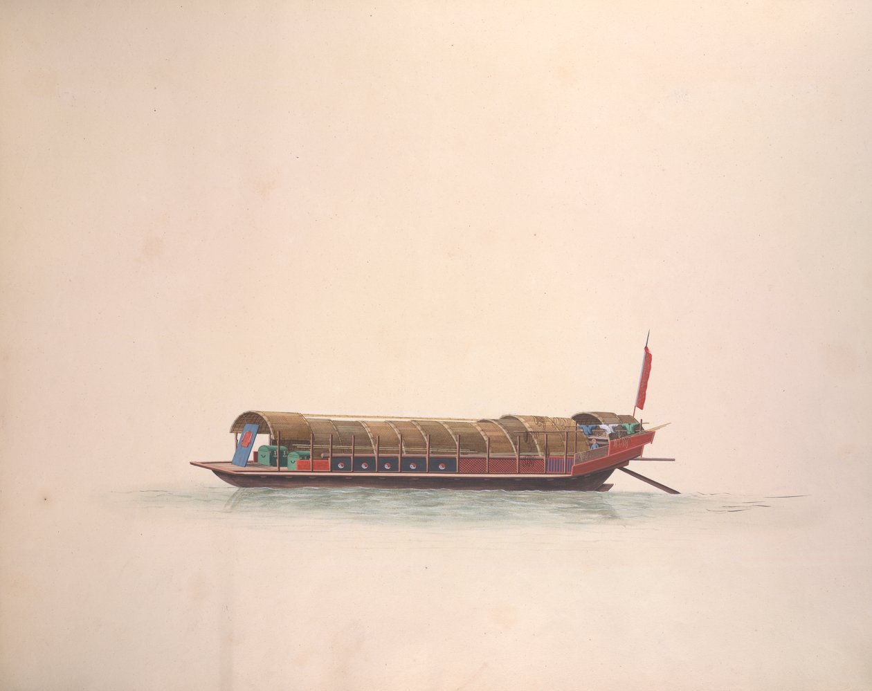 Müzisyenler Teknesi, c.1800-05 (kağıt üzerine suluboya) by School Chinese
