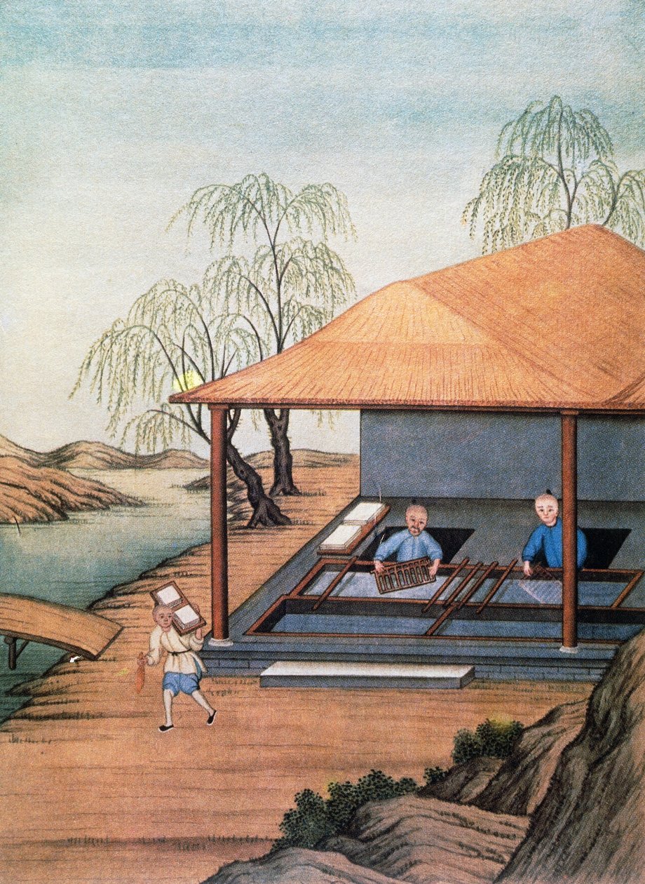 Eski kağıt fabrikası, renkli baskı, Çin by School Chinese