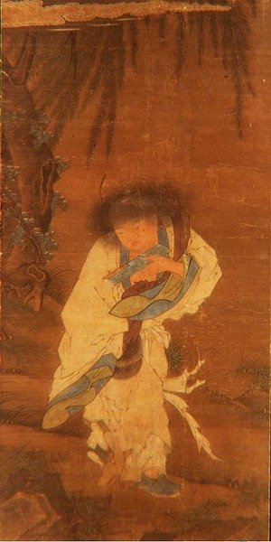 Ölümsüz Han Shan (ipek üzerine mürekkep ve renk) by School Chinese