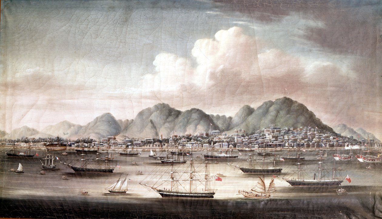 Hong Kong limanı, 19. yüzyılın yarısı, anonim Çin resmi. by School Chinese