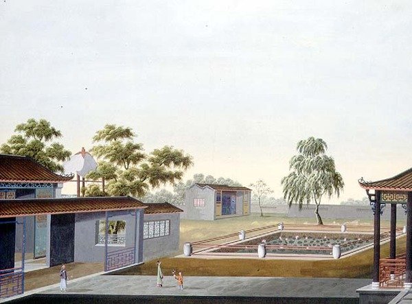Walled Garden, c.1820-40 (kağıt üzerine sulu boya) by School Chinese