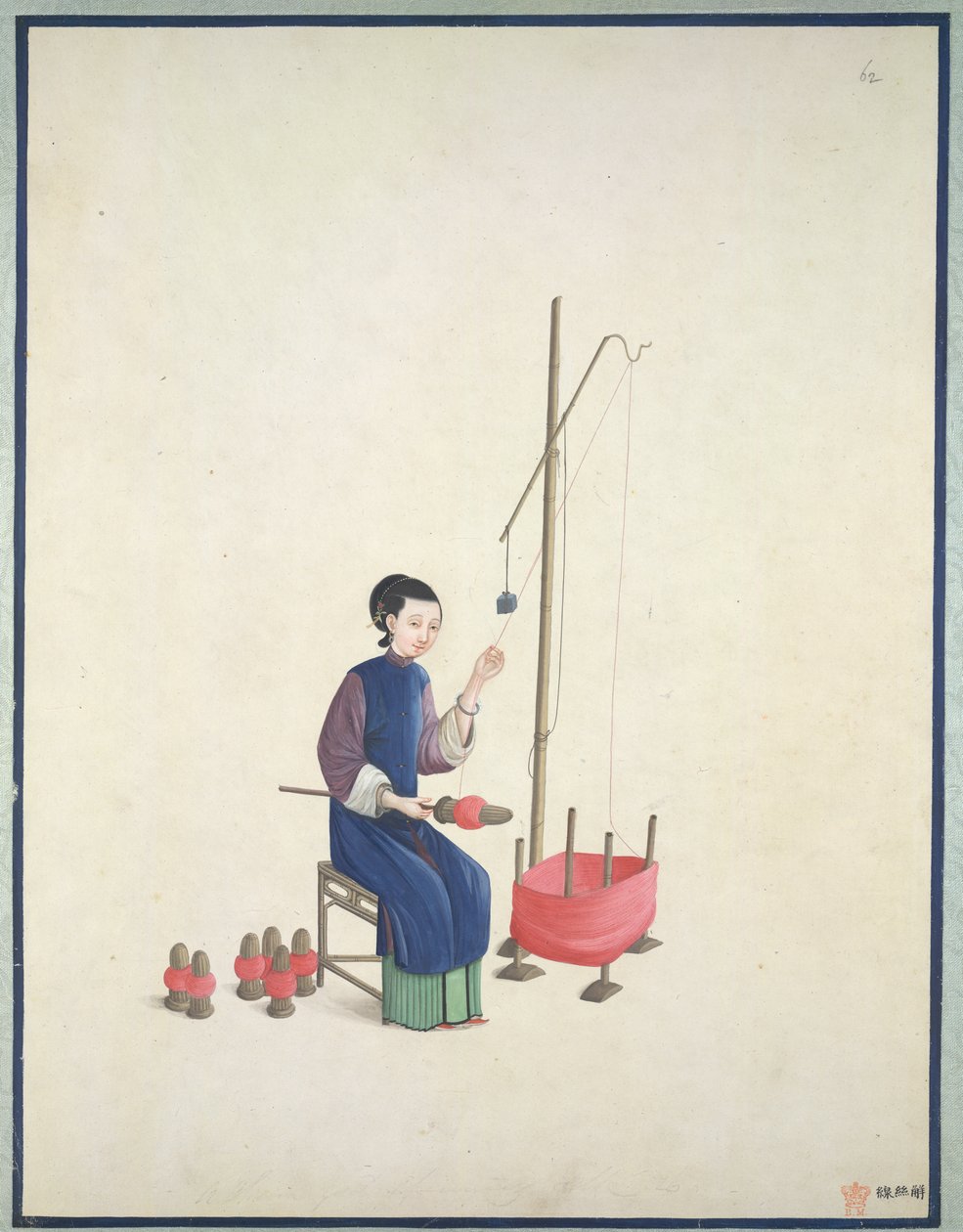 İpek dokuma, c.1800 (kağıt üzerine sulu boya) by School Chinese