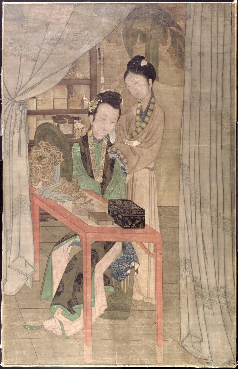 Tuvaletteki Kadın (ipek üzerine guaj) by School Chinese