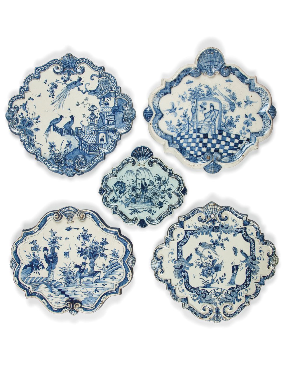 Delft chinoiseries şekilli baklava levhaları, 17. yüzyıl sonu - 18. yüzyıl başı (fayans) by School Dutch