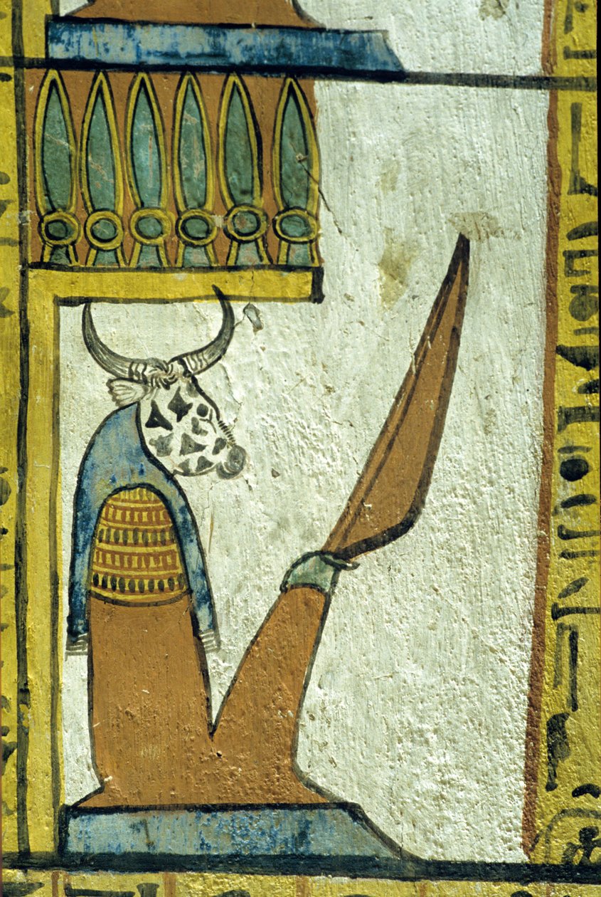 Antik Mısır, Duvar resmi, İnek başlı yeraltı tanrısı, Sennedjem Mezarı, Thebes, Deir el Medina by School Egyptian