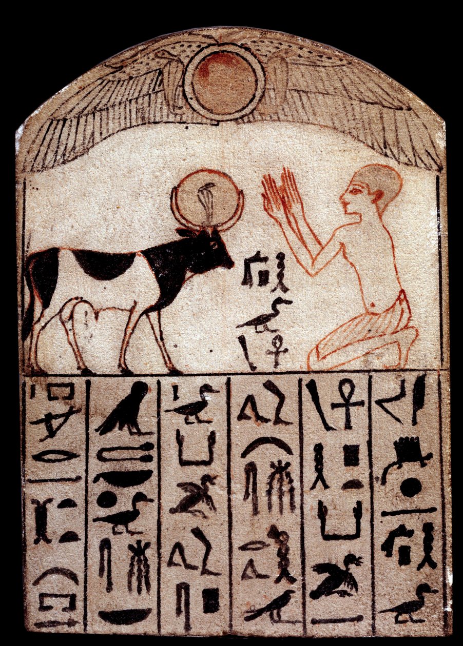 Antik sanat: Serapeum steli (boyalı kireçtaşı). Tanrı Apis