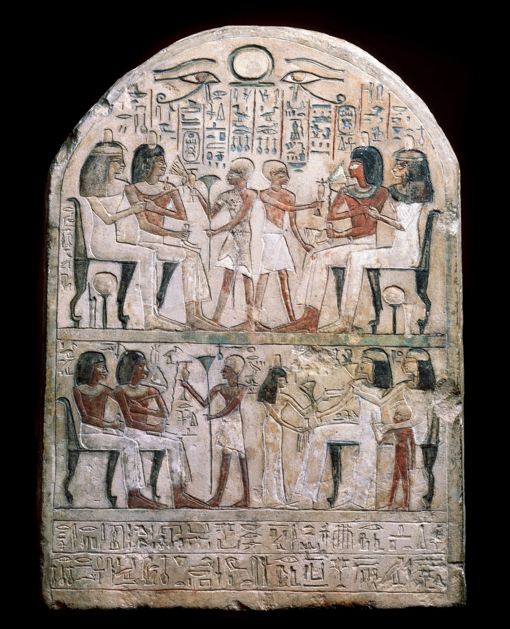 Mısır antik dönemi: firavunlara saygı sahnesi ile süslenmiş stel. Helenistik (veya Ptolemaik) dönem MÖ 156 Hermitage Müzesi, Saint Petersburg by School Egyptian