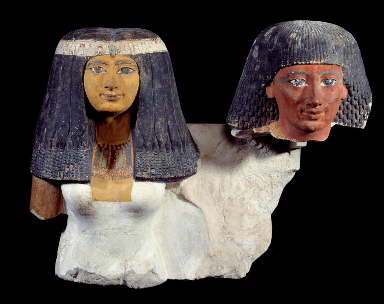 Eski Mısır Sanatı: Senynefer ve eşi Hatshepsut (MÖ 1410). 18. hanedan yeni imparatorluğunun heykeli. Paris, Louvre Müzesi. by School Egyptian