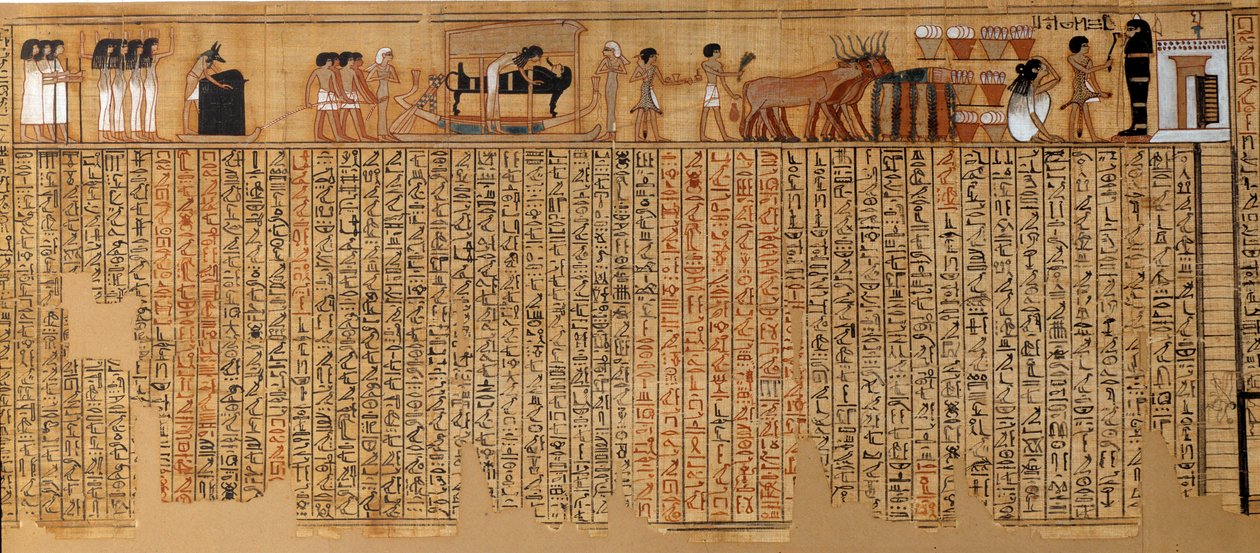 Mısır Eski Eseri: Ölüler Kitabı, Nebqed Papirüsü. MÖ 1400-1350 civarında. 18 hanedanı. Thebes