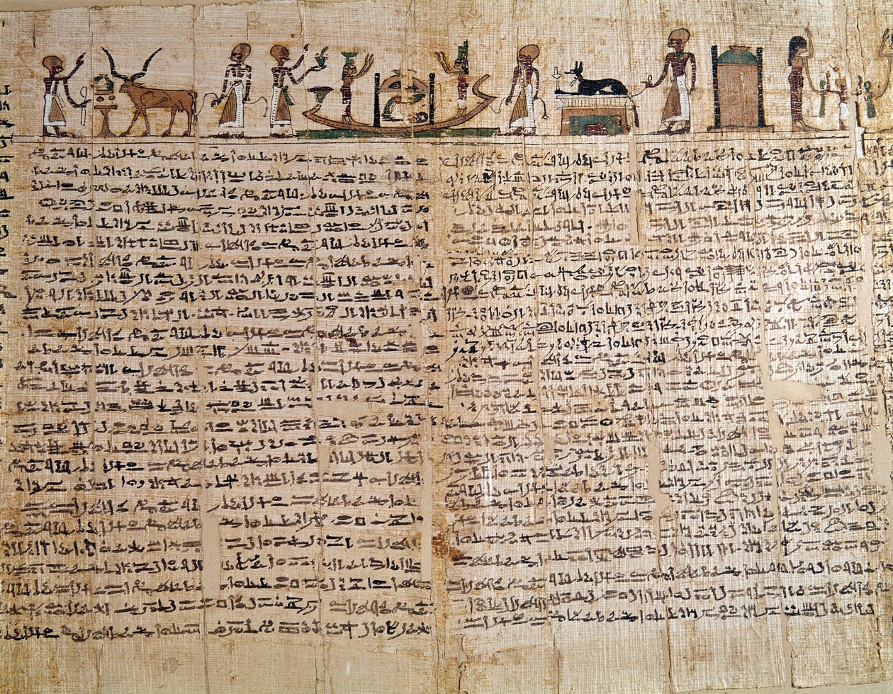 Mısır Antik Çağı: Bir Ölüler Kitabının Papirüsü. Düşük Epoque. Paris, Musee du Louvre - Mısır Antik Çağı: Ölüler Kitabı