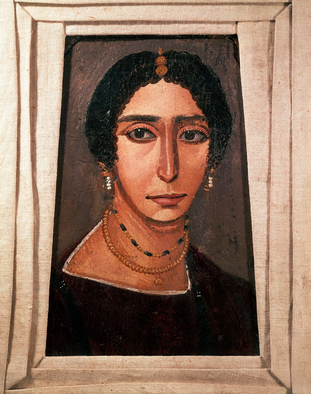 Mısır antikası: bir kadının cenaze portresi. Ahşap üzerine boyama. 2. veya 3. yüzyıl. Mısır