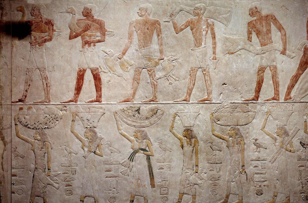 Mısır antikası: ördek taşıyan adamlar. Sakkara