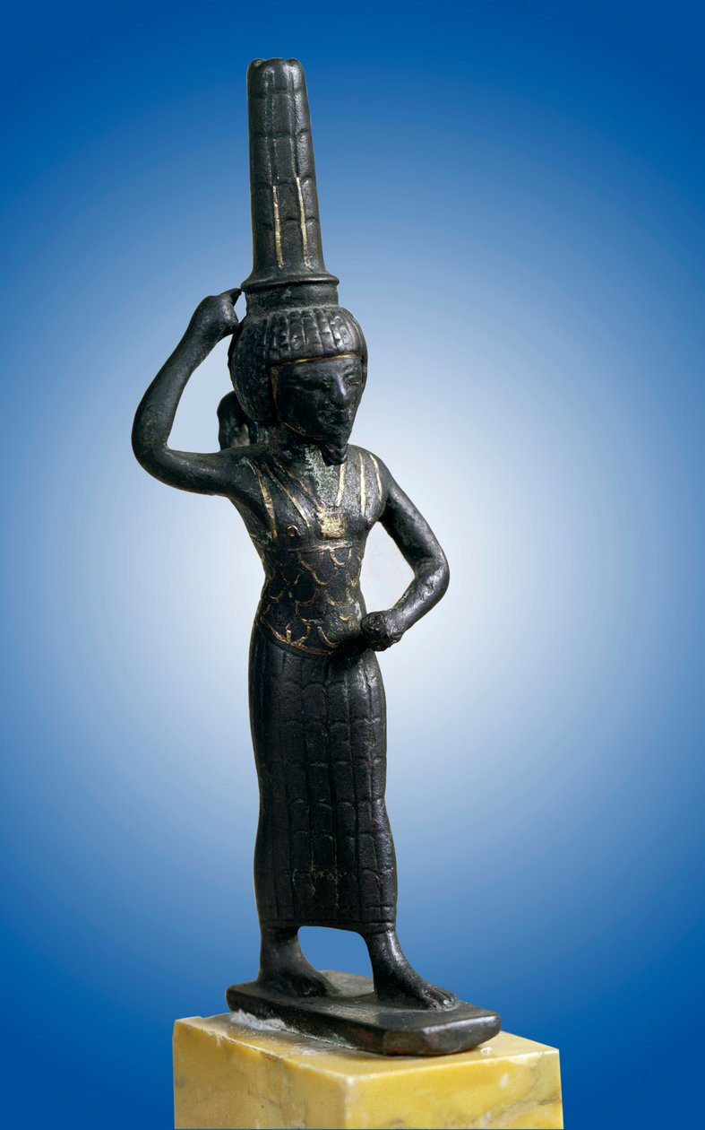 Mısır antikası: savaşçı tanrı Onouris (veya Chou), Paris, Louvre Müzesi heykelciği by School Egyptian