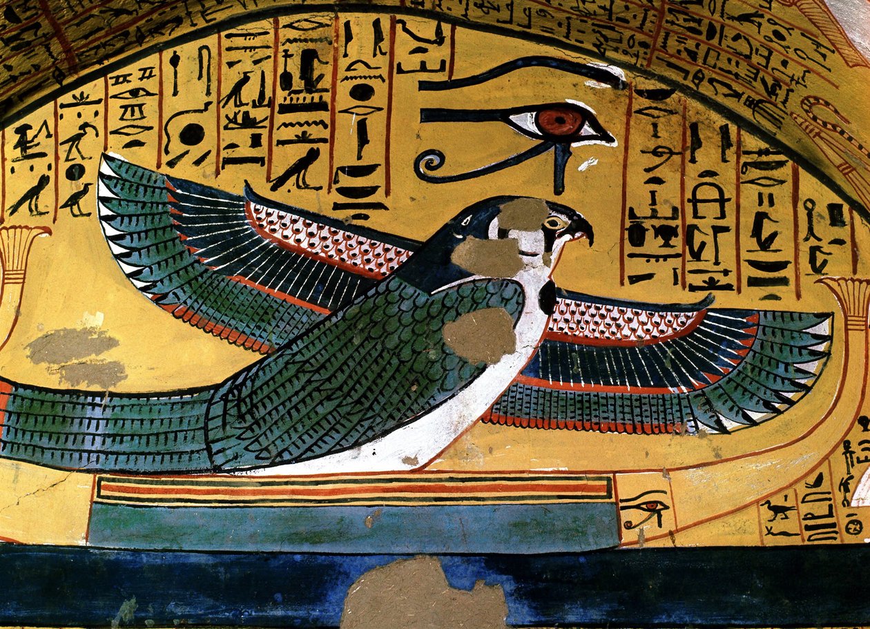 Luxor - Thebes: Nil#39;in sol yakası. Deir el Medineh: Zanaatkarların mezarlığı. Sennedjem#39;in mezarı. 18. Hanedan. Tanrı Horus#39;un temsili by School Egyptian