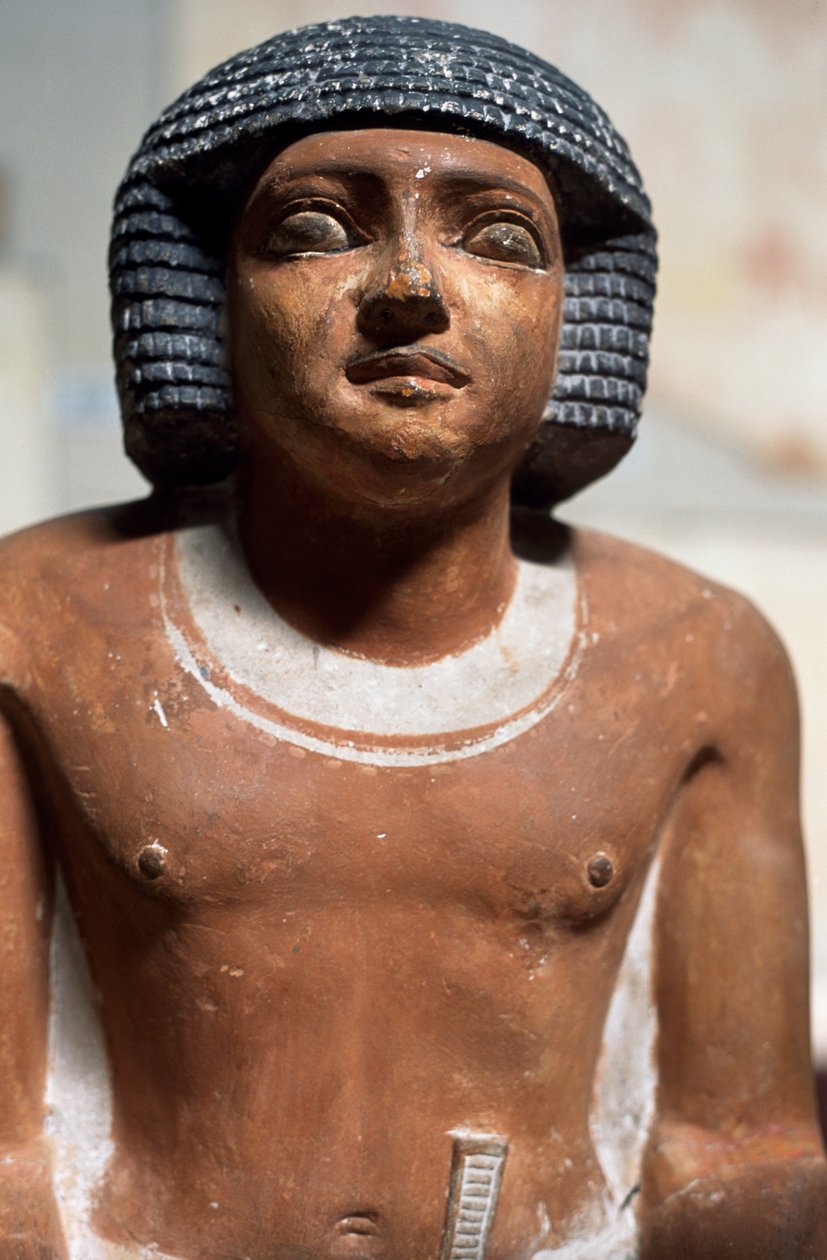 Erkek figürü, Boyalı kalker heykel, Mısır uygarlığı, Detay by School Egyptian