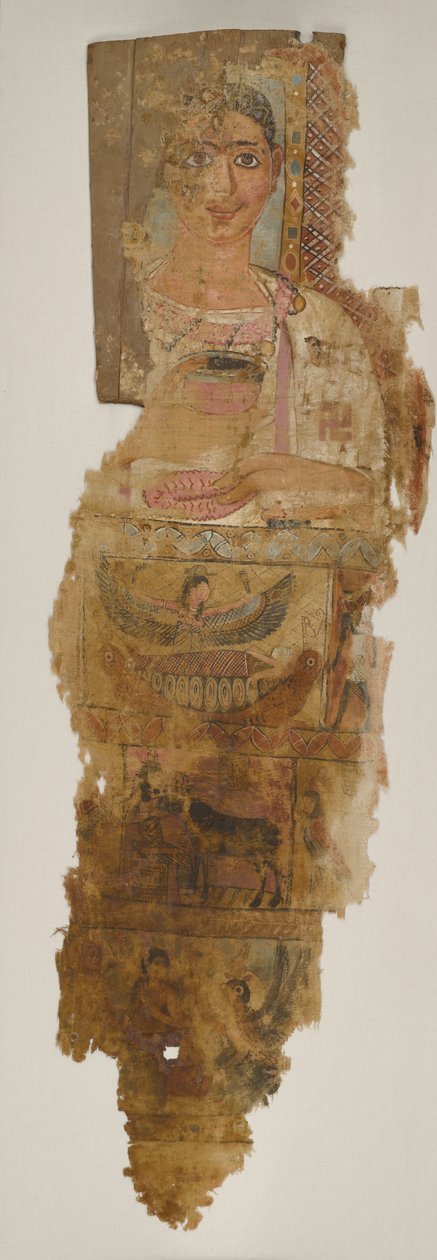 Bir Genç Adamın Portre Örtüsü, 4. yüzyılın ilk yarısı (ahşap üzerine monte edilmiş, gesso ve boya ile kaplı keten) by School Egyptian