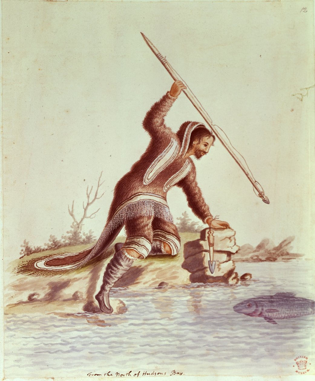 5253 fol.12 Inuit zıpkınlı balık ekleyin (renkli taş) by School English