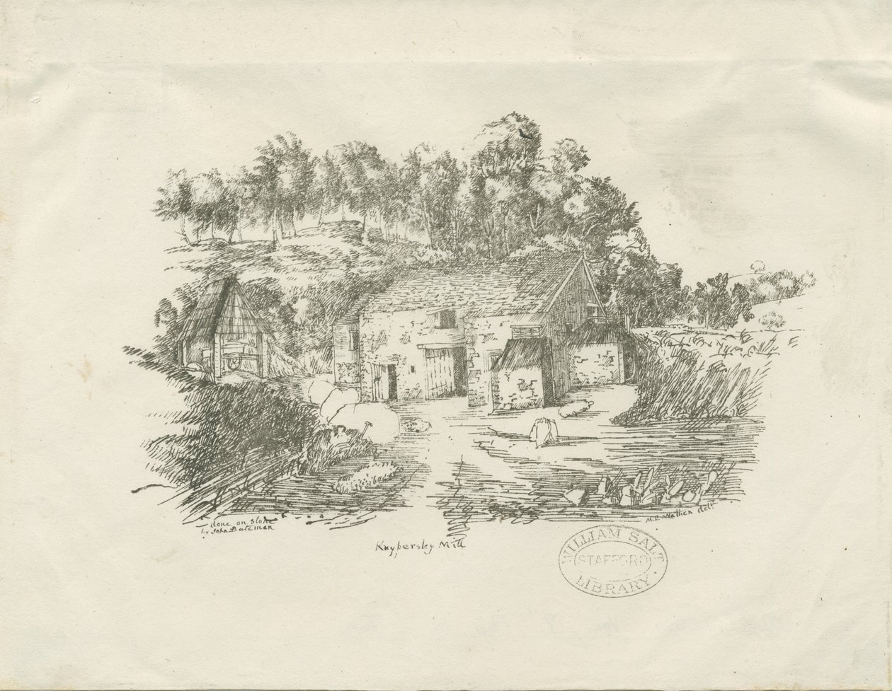 Biddulph - Knypersley Mill: litografi (vinyetli), [c 1826] (baskı) by School English