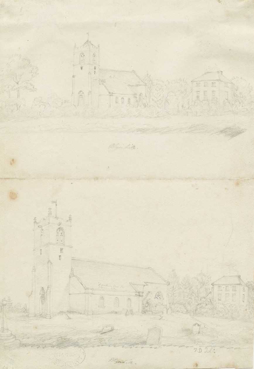 Blymhill Kilisesi: karakalem çizimler, nd [1797] (çizim) by School English