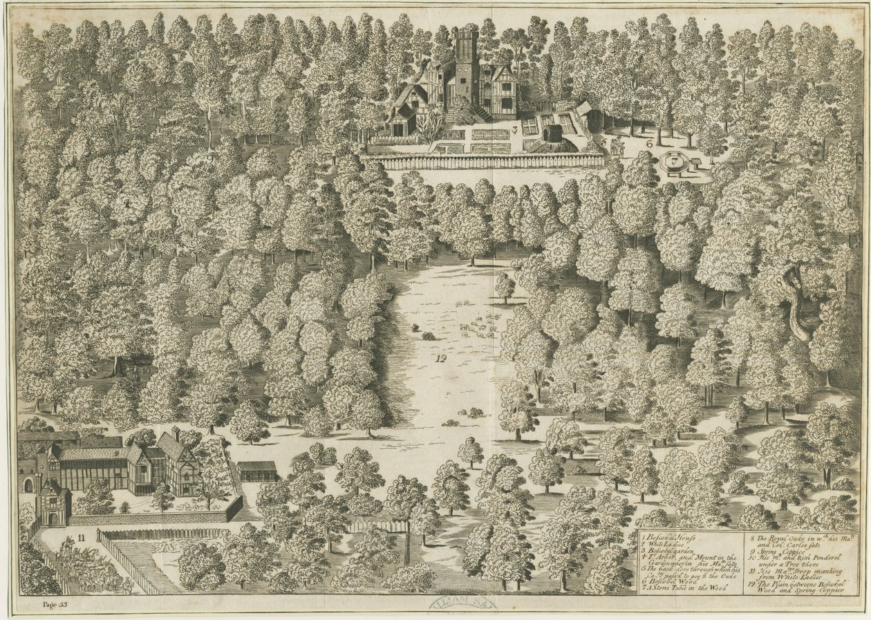 Boscobel Evi: gravür, nd [1809] (baskı) by School English