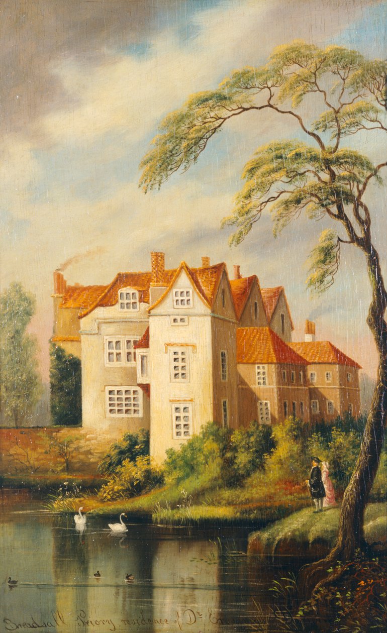 Breadsall Manastırı, Dr Erasmus Darwin'in ikametgahı (panel üzerine yağlıboya) by School English