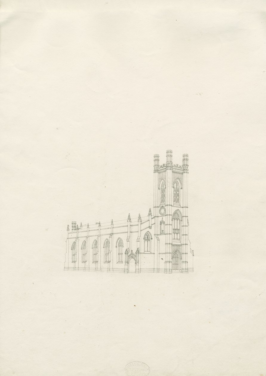 Burton-upon-Trent - Holy Trinity Kilisesi: çizim, nd [?1820s] (çizim) by School English