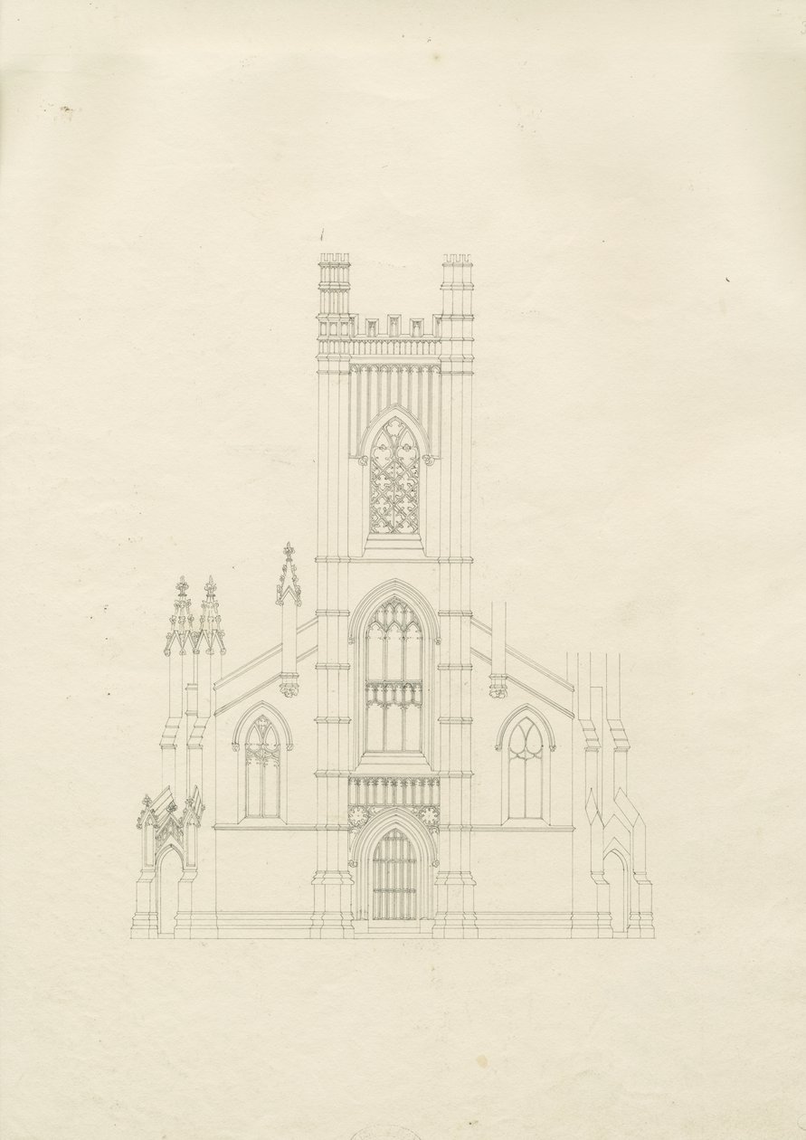 Burton-upon-Trent - Holy Trinity Kilisesi: çizim, nd [?1820s] (çizim) by School English