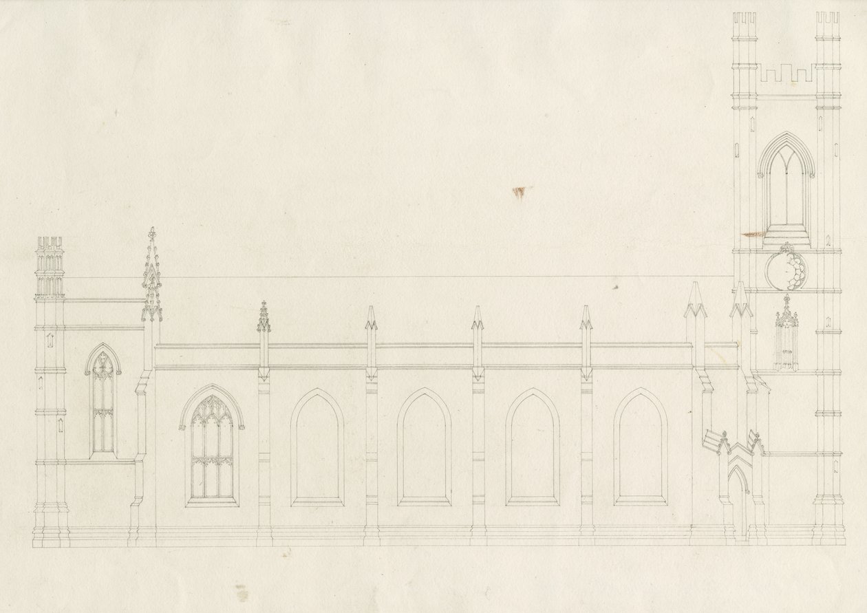 Burton-upon-Trent - Holy Trinity Kilisesi: çizim, nd [?1820s] (çizim) by School English