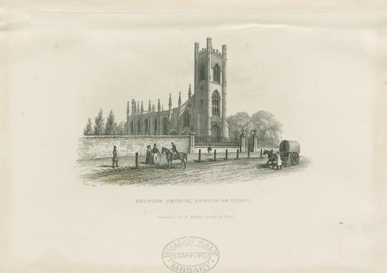 Burton-upon-Trent - Holy Trinity Kilisesi: çelik gravür ve [19. yüzyıl] (baskı) by School English