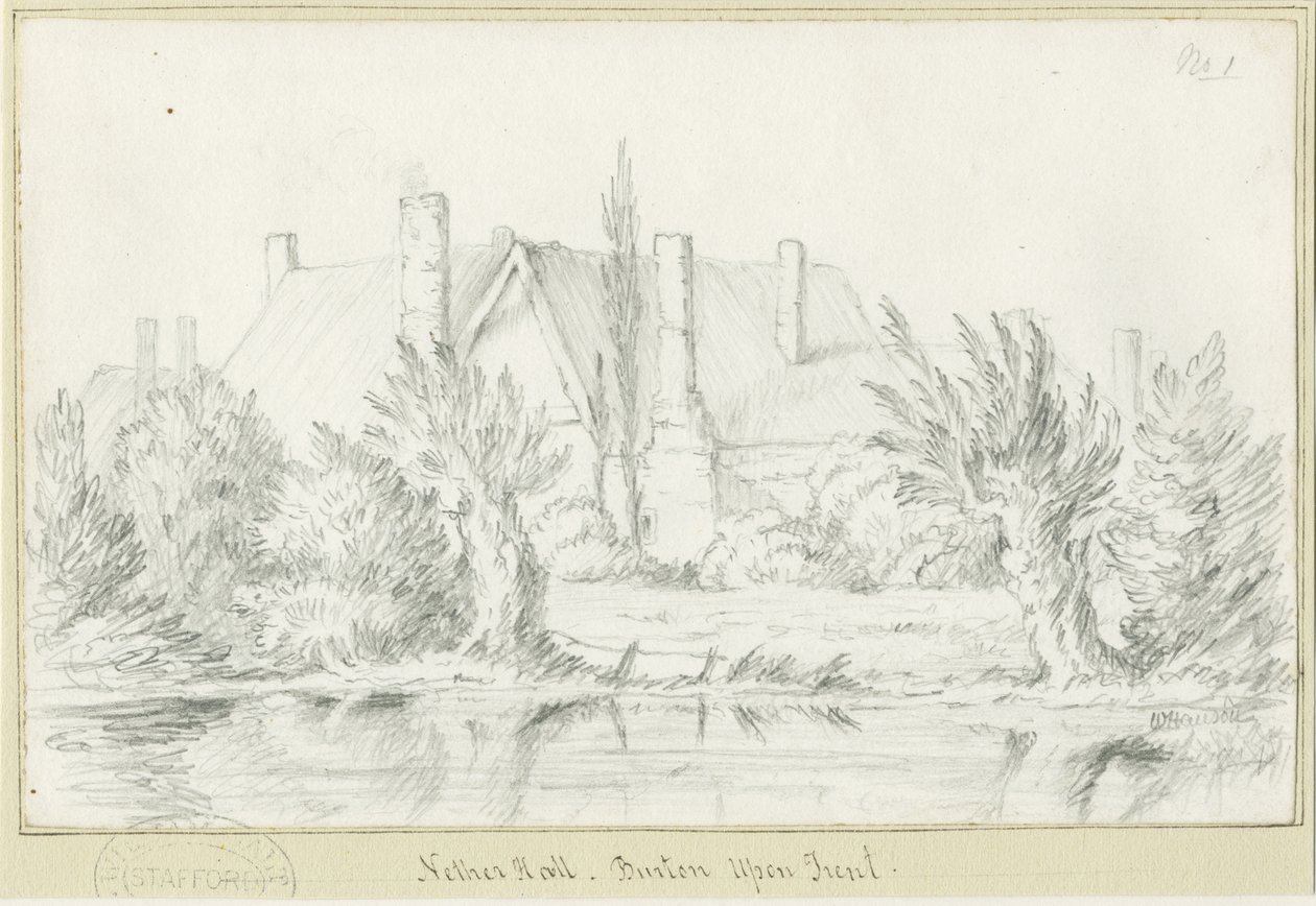 Burton-upon-Trent - Nether Hall: karakalem, nd [?19th cent] (çizim) by School English
