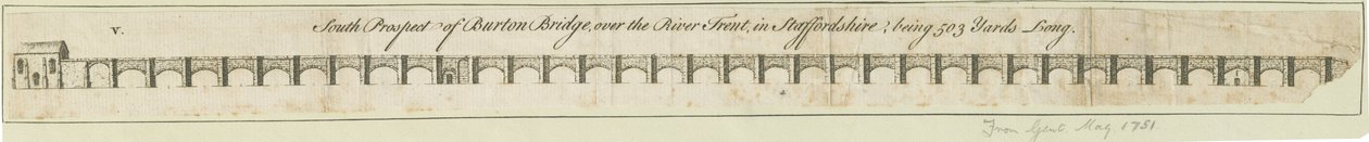 Burton-upon-Trent Köprüsü ve Kasabası: gravür, nd [1751] (baskı) by School English