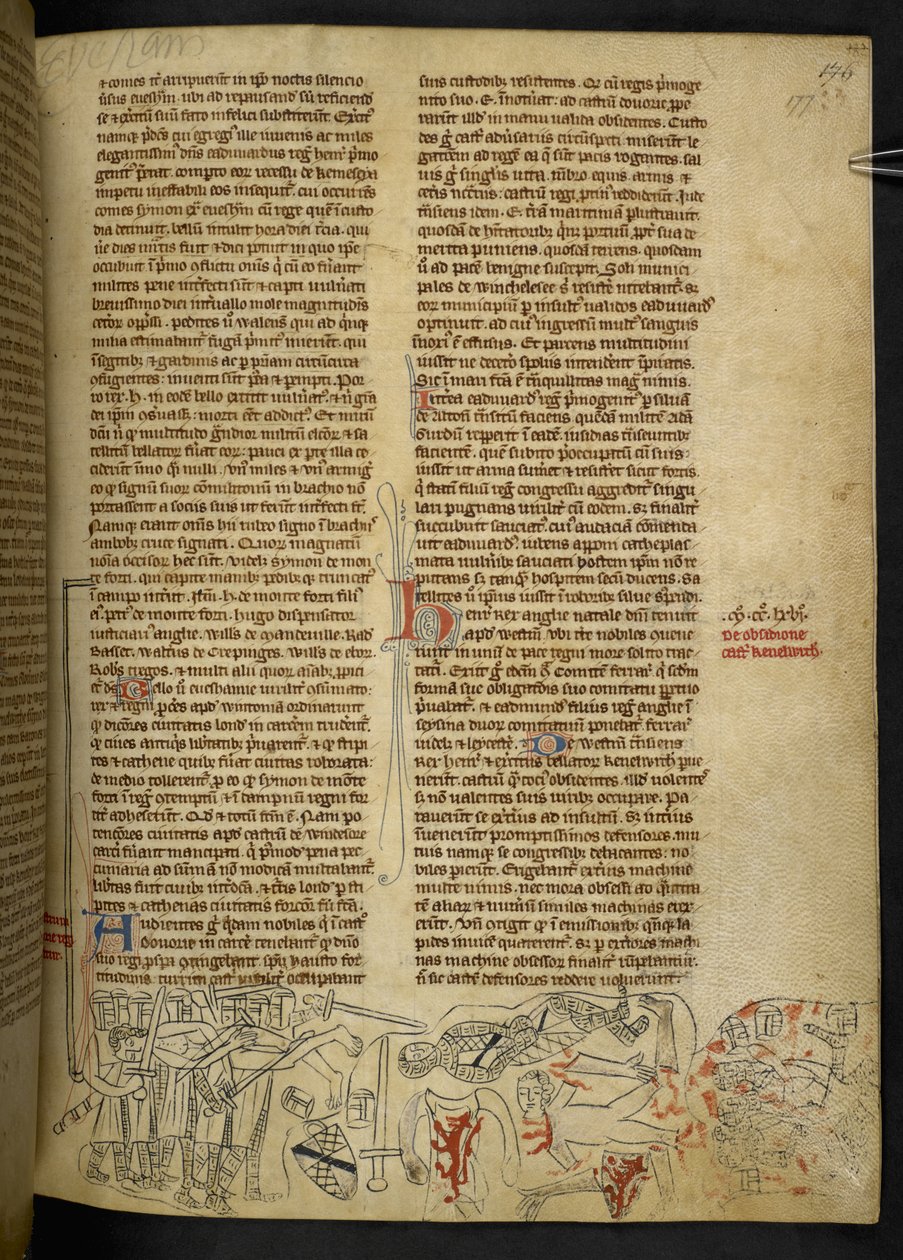 Cott Nero D II f.177 Evesham Savaşı ve Simon de Montfort