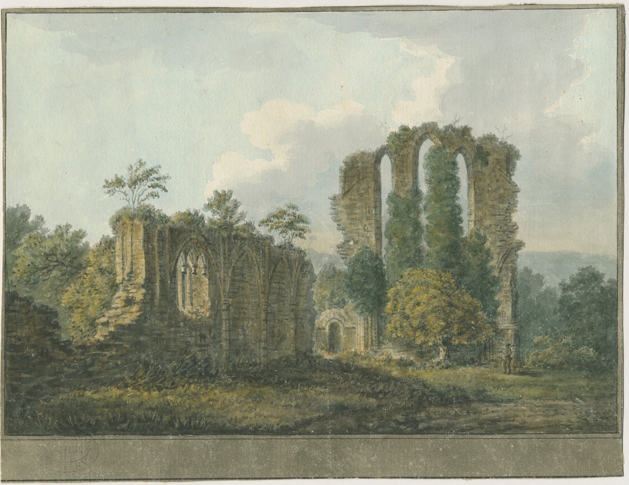Croxden Abbey: suluboya resim, nd [1805] (resim) by School English