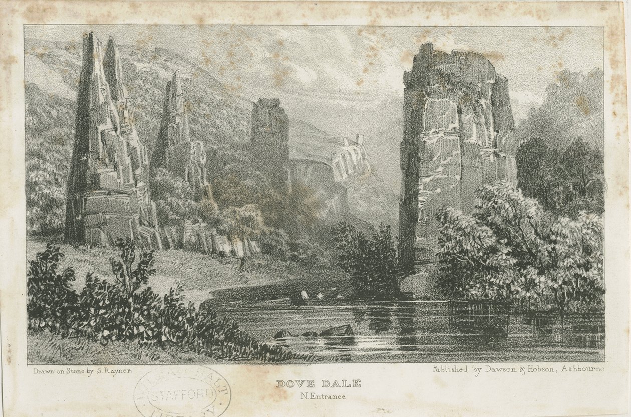 Dovedale - manzara: litografi, nd [c.1839] (baskı) by School English