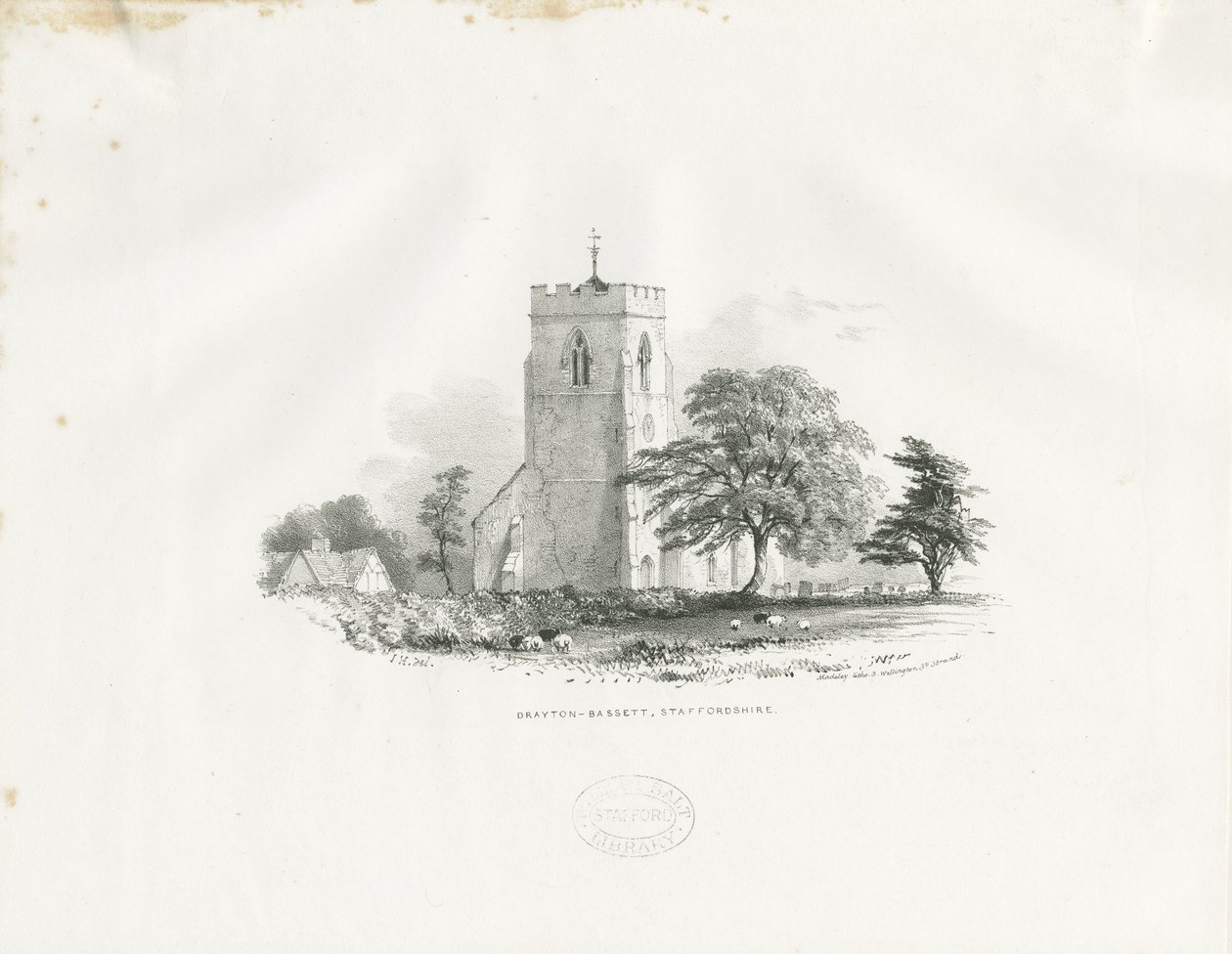 Drayton Bassett Kilisesi: litografi (vinyetli), nd [c 1825-30] (baskı) by School English