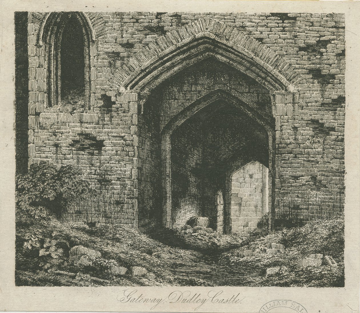 Dudley Castle - The Gatehouse: gravür ve [?19th Century] (baskı) by School English