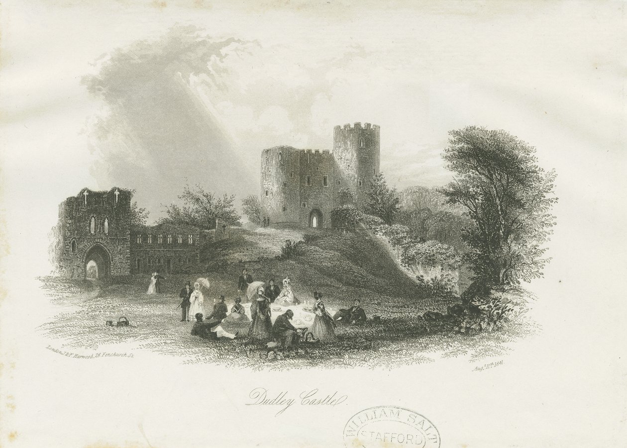 Dudley Castle - The Keep: çelik oyma (vinyetli), nd [c 1841] (baskı) by School English