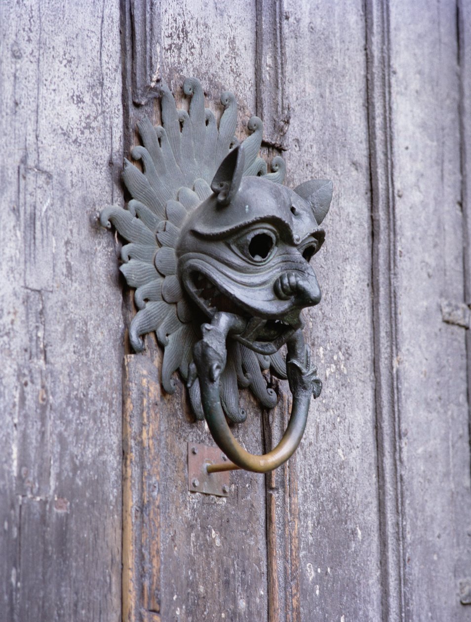 Durham Katedrali Sanctuary Tokmağı, 12. yüzyıl bronz orijinalinin kopyası (fotoğraf) by School English