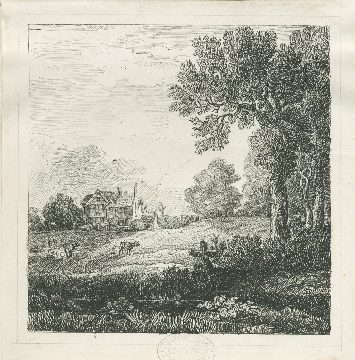 Eccleshall - Biana Hall: kalem ve mürekkeple çizim, nd [c 1830] (çizim) by School English