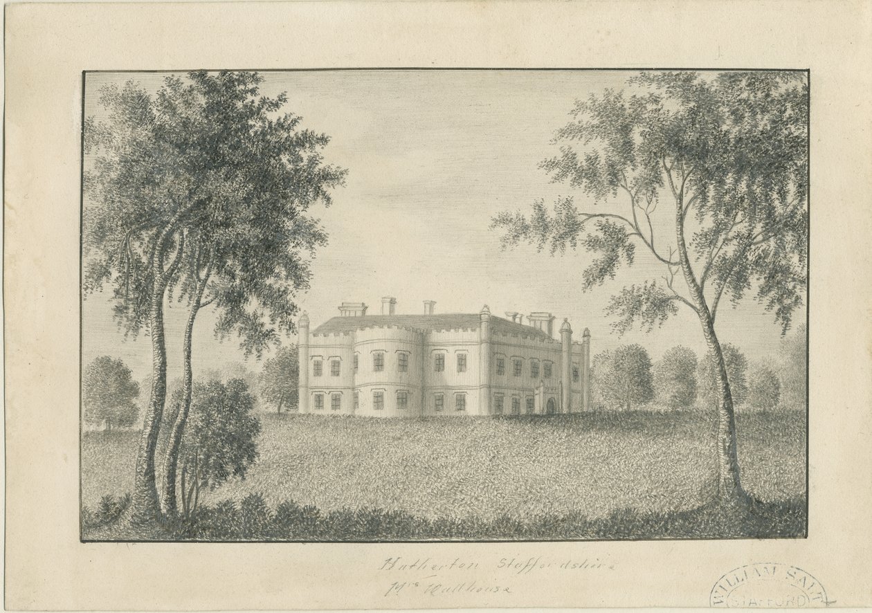 Hatherton Hall: karakalem, nd [c 1860] (çizim) by School English